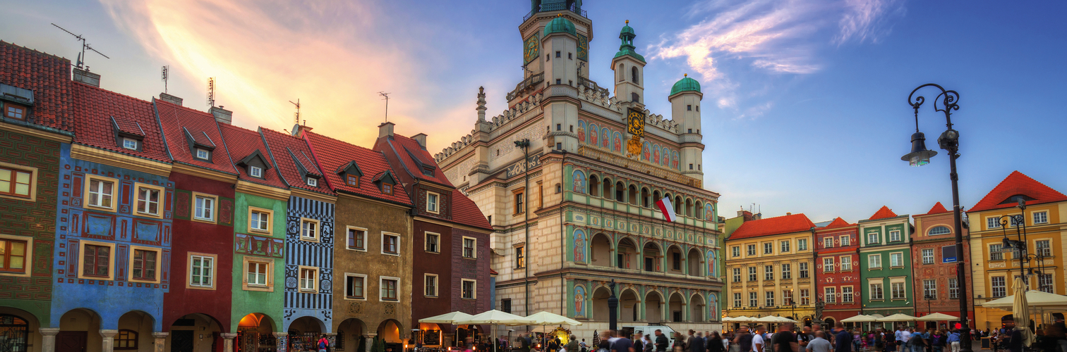 Architecture of the Main Square in Poznan, Poland.