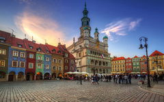 Architecture of the Main Square in Poznan, Poland.
