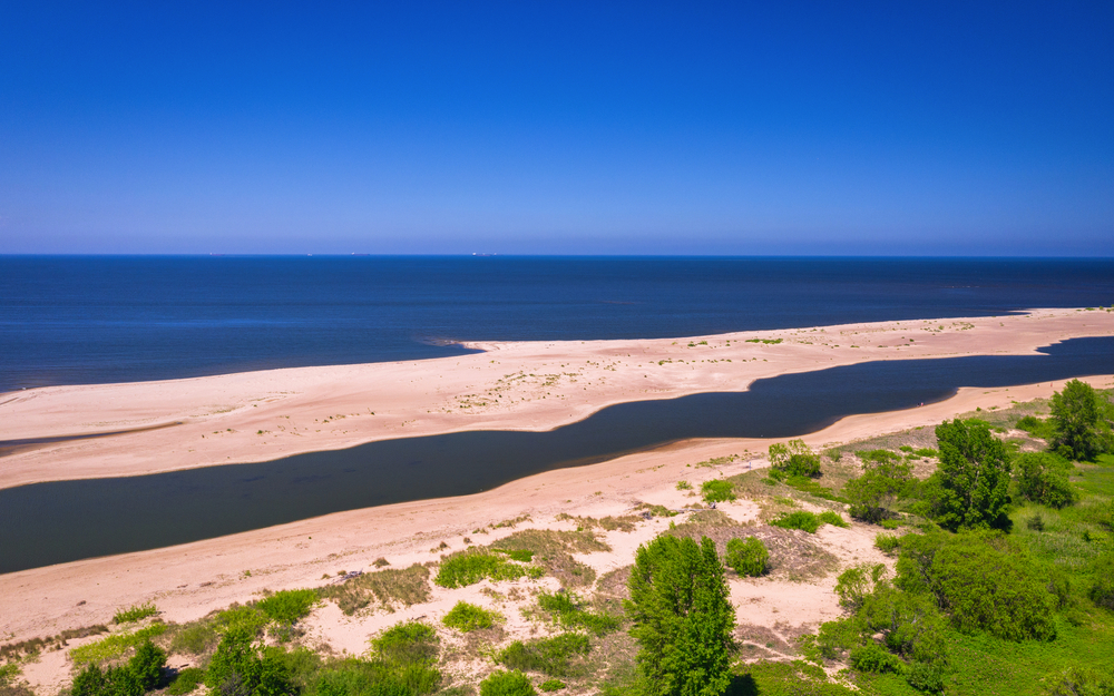 Beautiful scenery of Baltic Sea beach in Sobieszewo at summer , Poland
