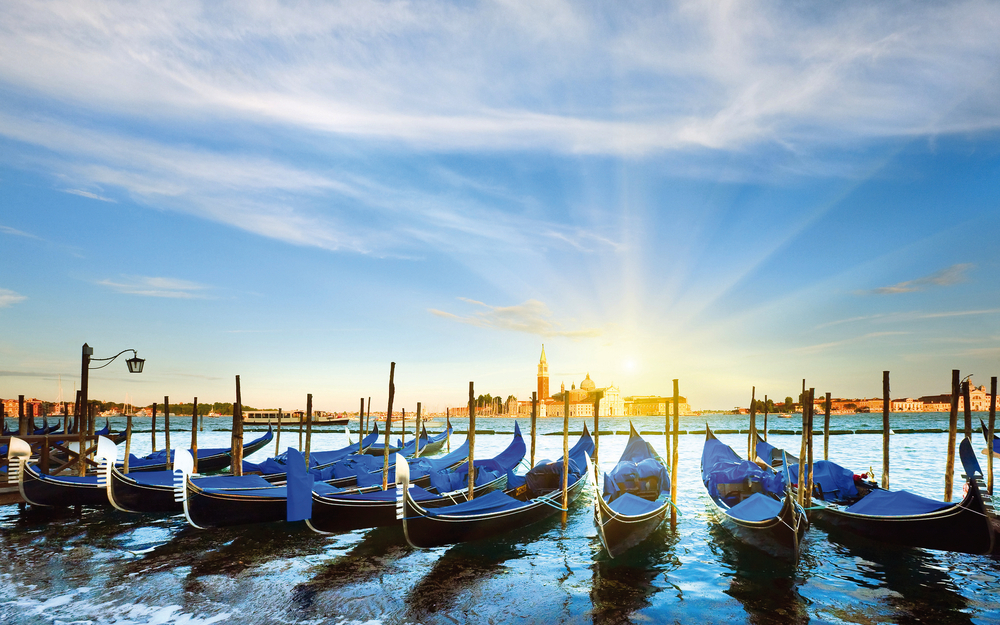  Venice gondolas at sunset