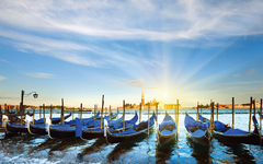  Venice gondolas at sunset