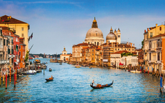 Canal Grande panorama at sunset, Venice, Italy