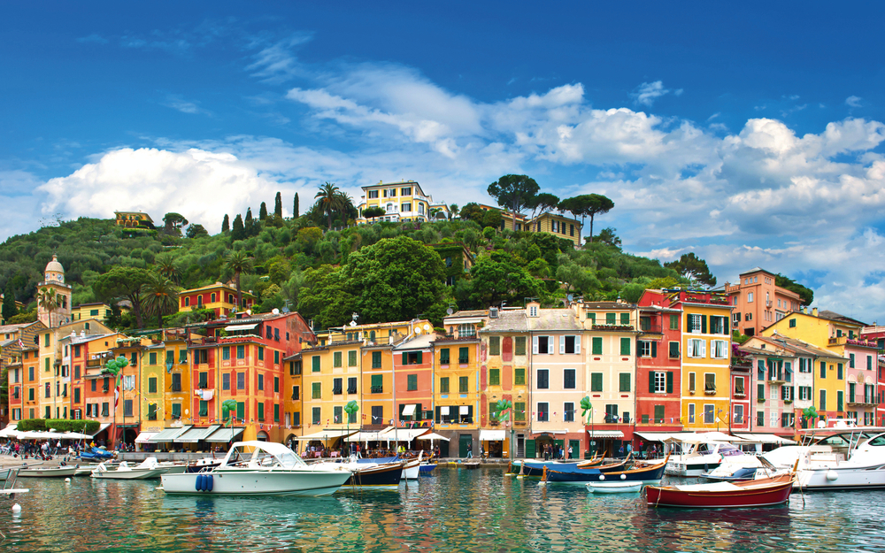 famous Portofino village on Ligurian coast