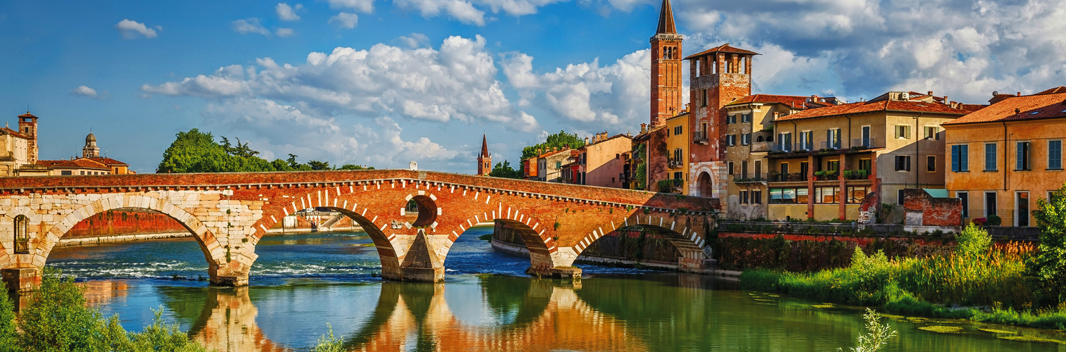 Bridge Ponte Pietra in Verona on Adige river