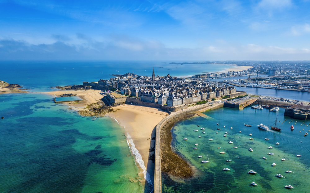 Aerial view of the beautiful city of Privateers - Saint Malo in 