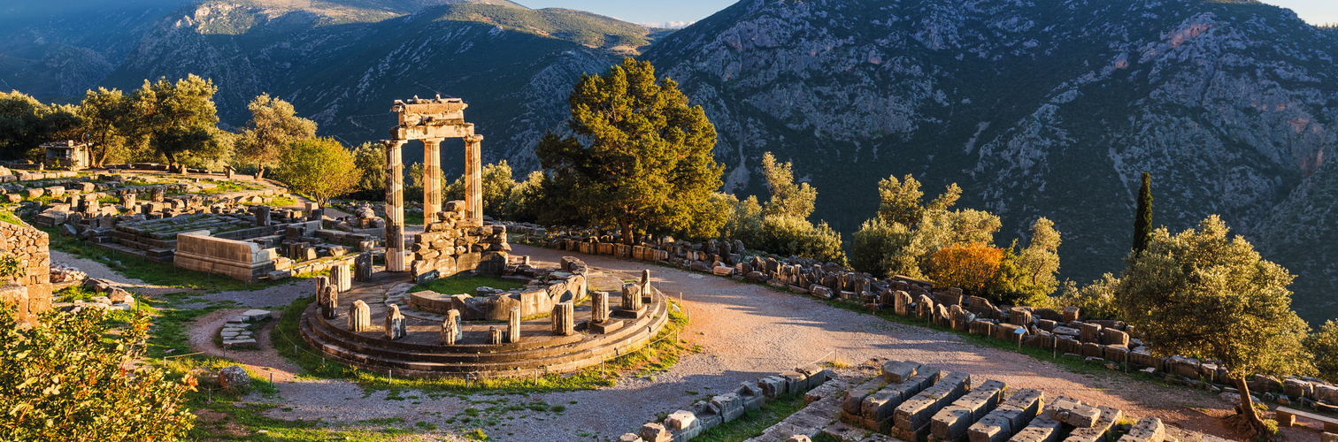 Temple of Athena Pronaia in ancient Delphi, Greece