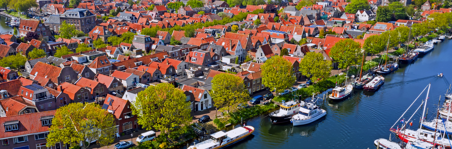 Aerial from the city Enkhuizen in the Netherlands