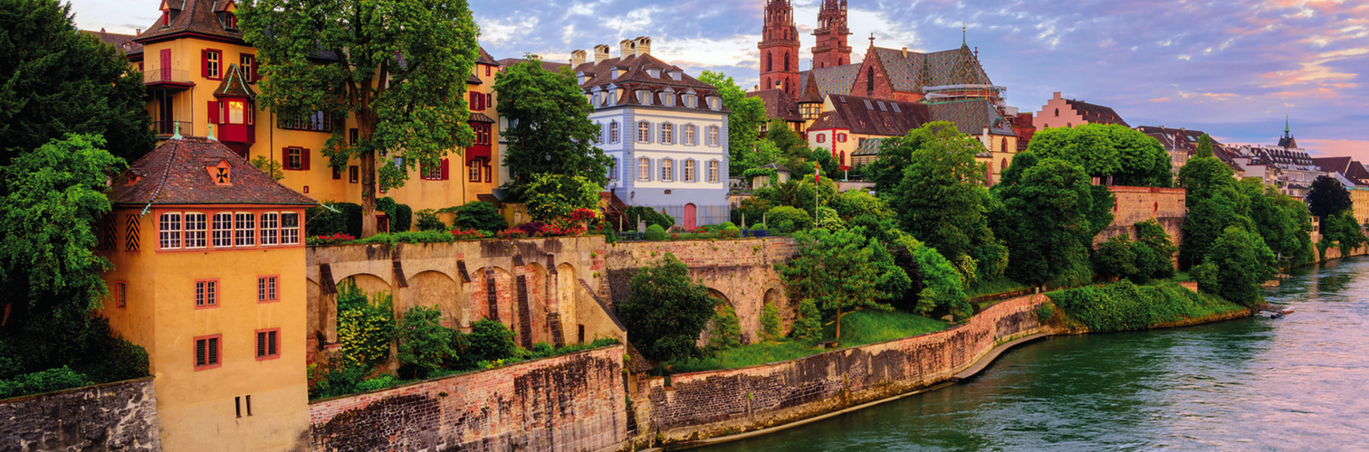 Basel Old Town with Munster cathedral and Rhine, Switzerland