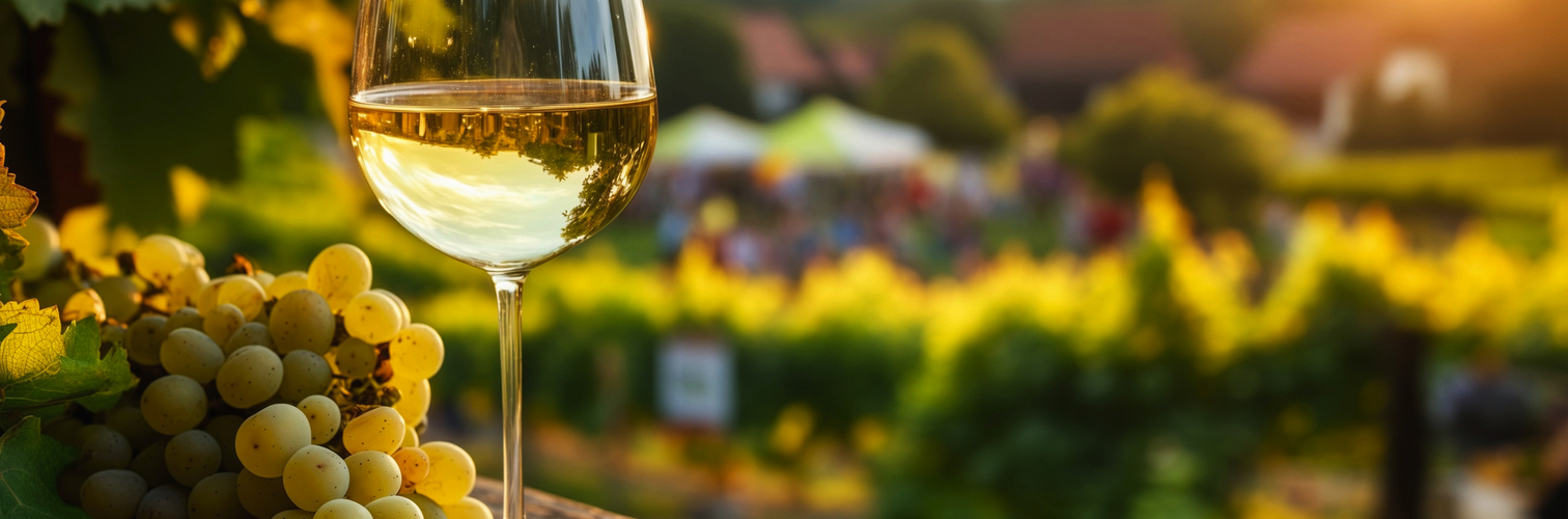 Weinfest im Herbst mit Riesling im Weinglas