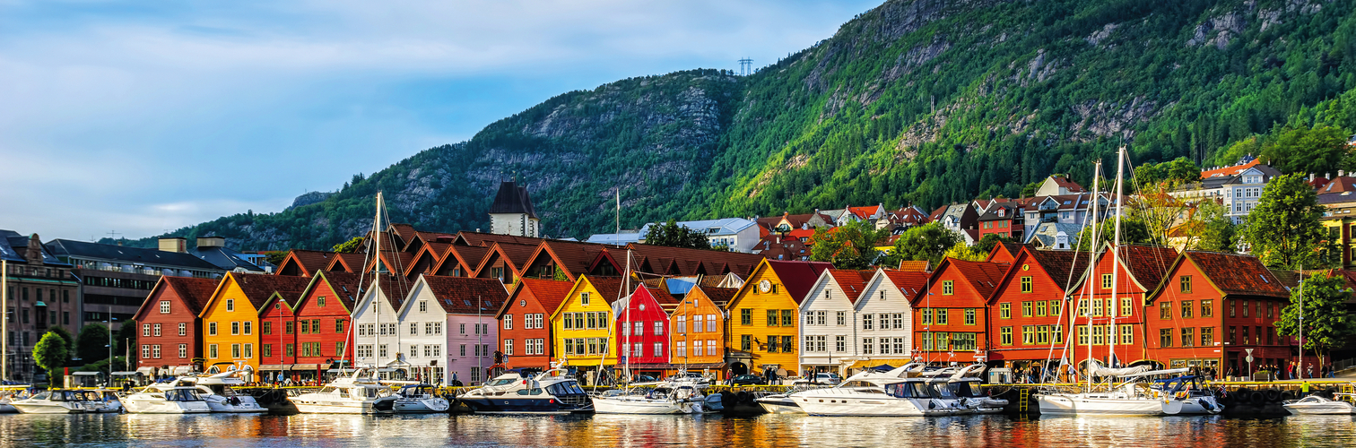 Bergen, Norway. View of historical buildings in Bryggen- Hanseat