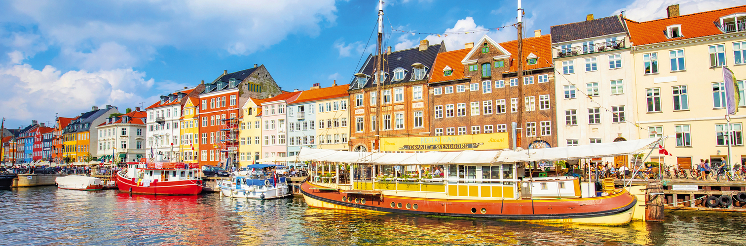 Panorama of Nyhavn harbour in Copenhagen old town, Denmark