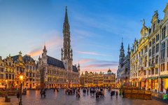 Grand Place in old town Brussels, Belgium city skyline