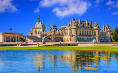 Chantilly Castle (Chateau de Chantilly) View of the northwest facade. Picardie, France.