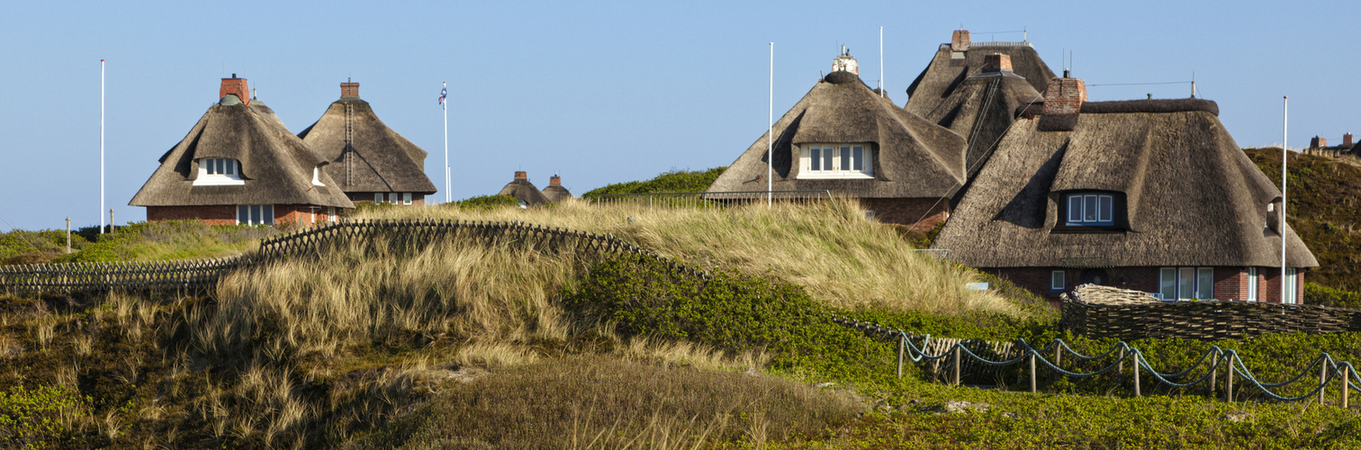 Reetdachhäuser auf Sylt in der Nordsee, Deutschland