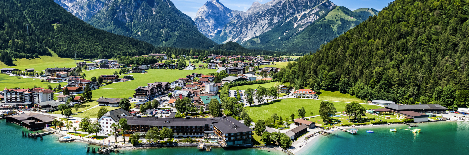 landscape at the achensee lake in austria - pertisau