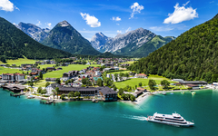 landscape at the achensee lake in austria - pertisau