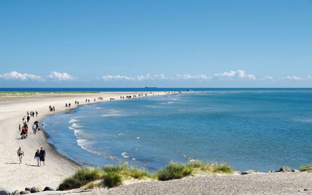 Luftaufnahme von Grenen oder Skagens Gren - die sandige Landspitze nordöstlich der Stadt Skagen 