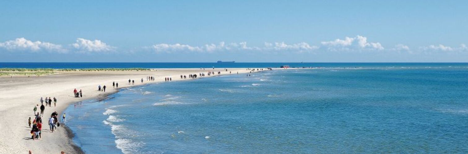 Luftaufnahme von Grenen oder Skagens Gren - die sandige Landspitze nordöstlich der Stadt Skagen 