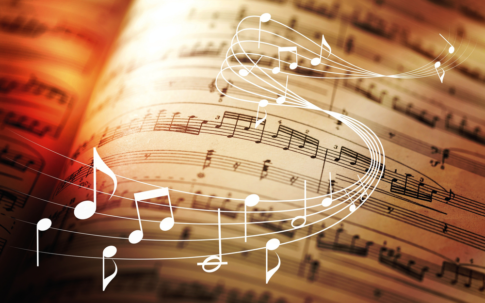 Classic sheets with music notes sign