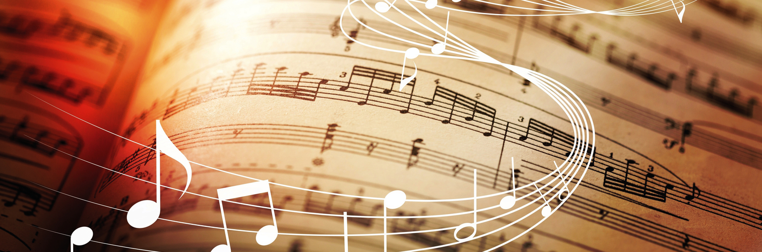 Classic sheets with music notes sign