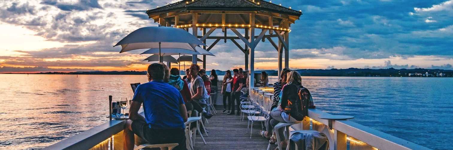Blick auf den Bodensee bei Bregenz, Österreich