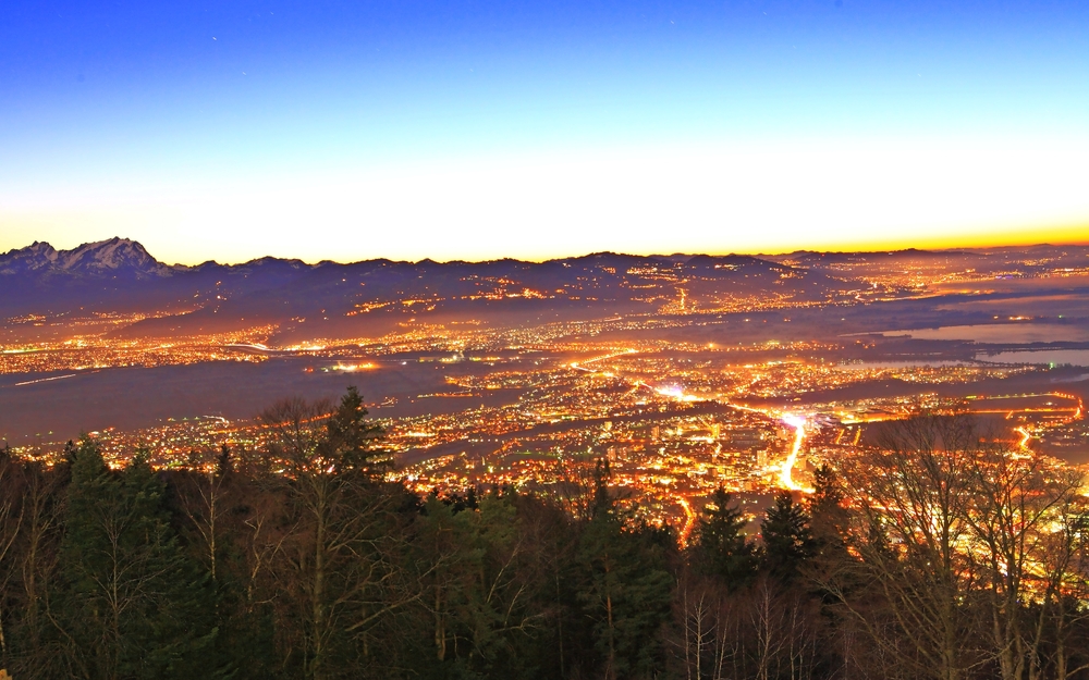 Blick vom Karren auf Dornbirn, Österreich