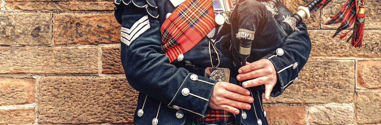 EDINBURGH, SCOTLAND, 24 March 2018 , Scottish bagpiper dressed i