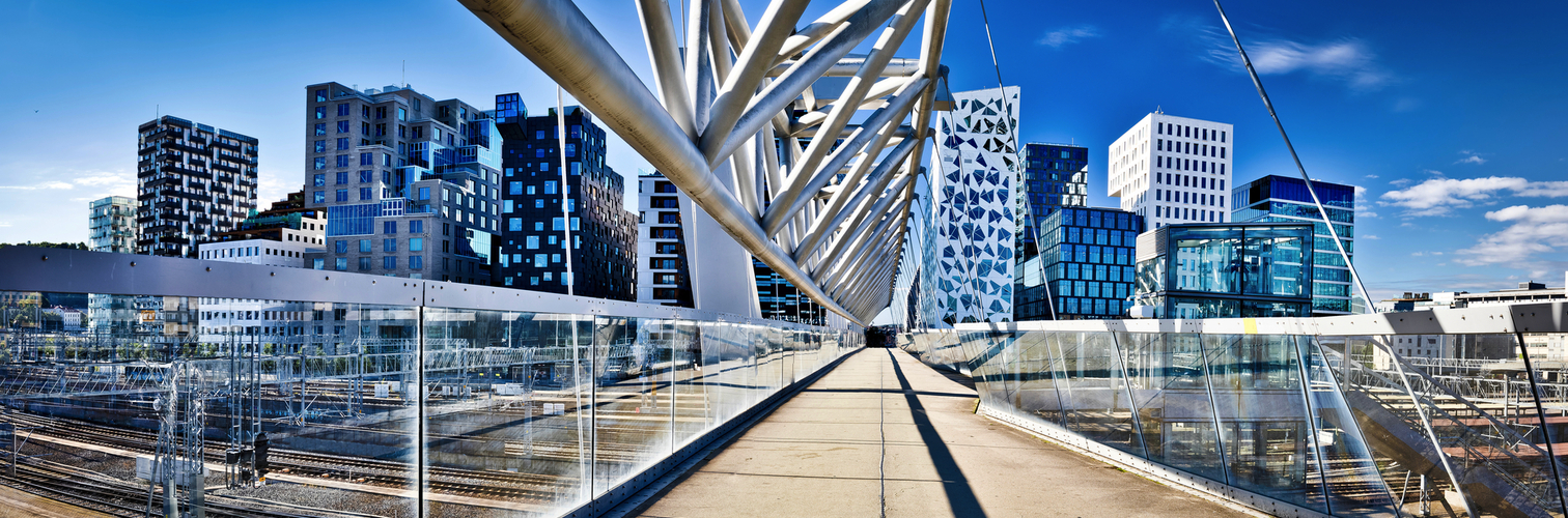 Panoramablick auf die zeitgenössische Architektur von Oslo