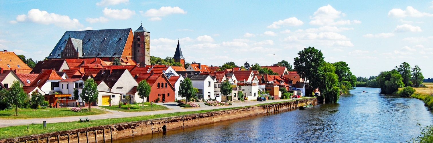 Verden an der Aller - Dom mit Andreaskirche und Fischerviertel von Sübrücke aus gesehen