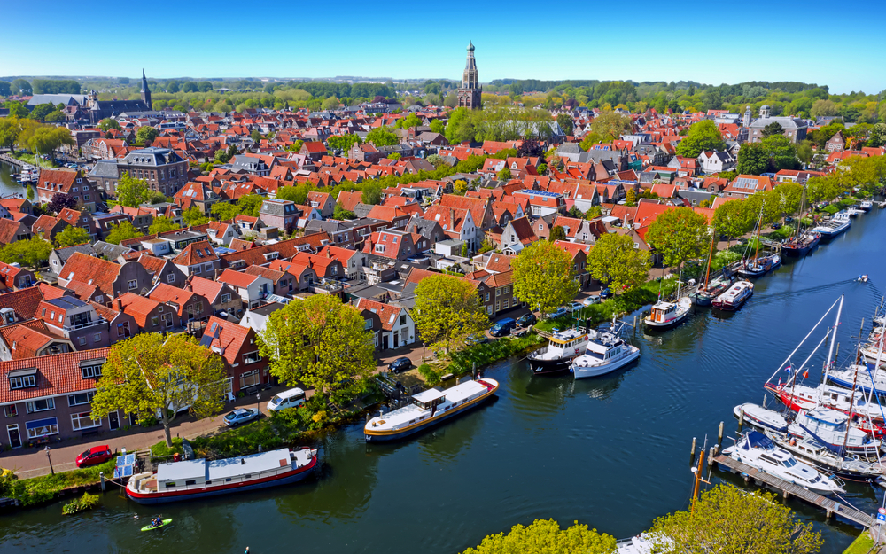 Aerial from the city Enkhuizen in the Netherlands