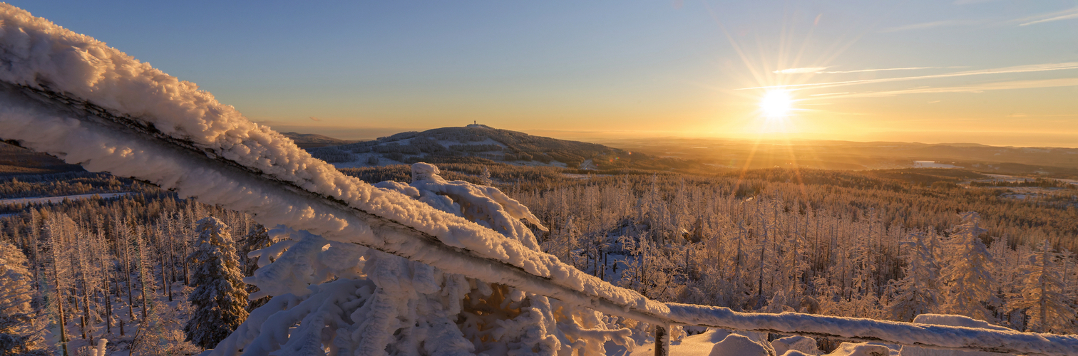 Sonnenaufgang auf der Achtermannshöhe im Nationalpark Harz