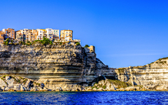 coastline and old town of bonifacio on corsica