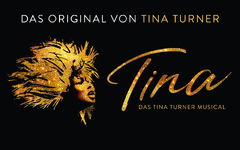 Plakat für das Tina Turner Musical mit Schriftzug und Porträt.